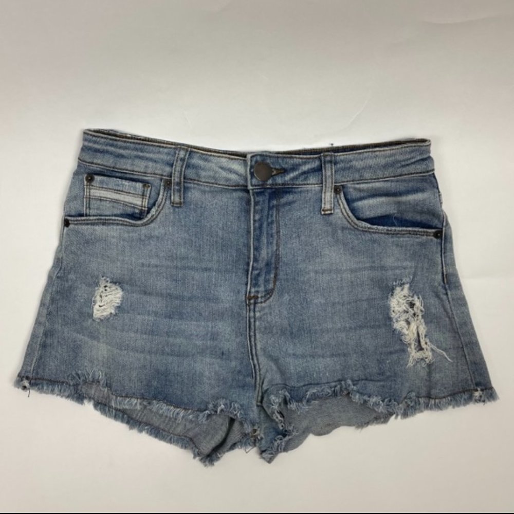 STS Blue Denim Shorts Frayed Hem Distressed Women